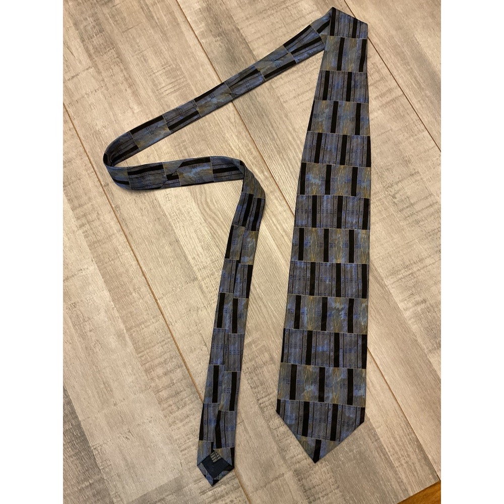 Quails Necktie Mens Pointed Silk Geometric Black Blue Tie Classic‎